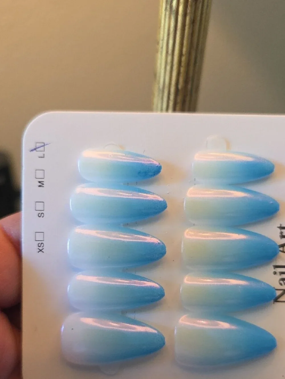 Blue Ombre False Nail Set - Size Large